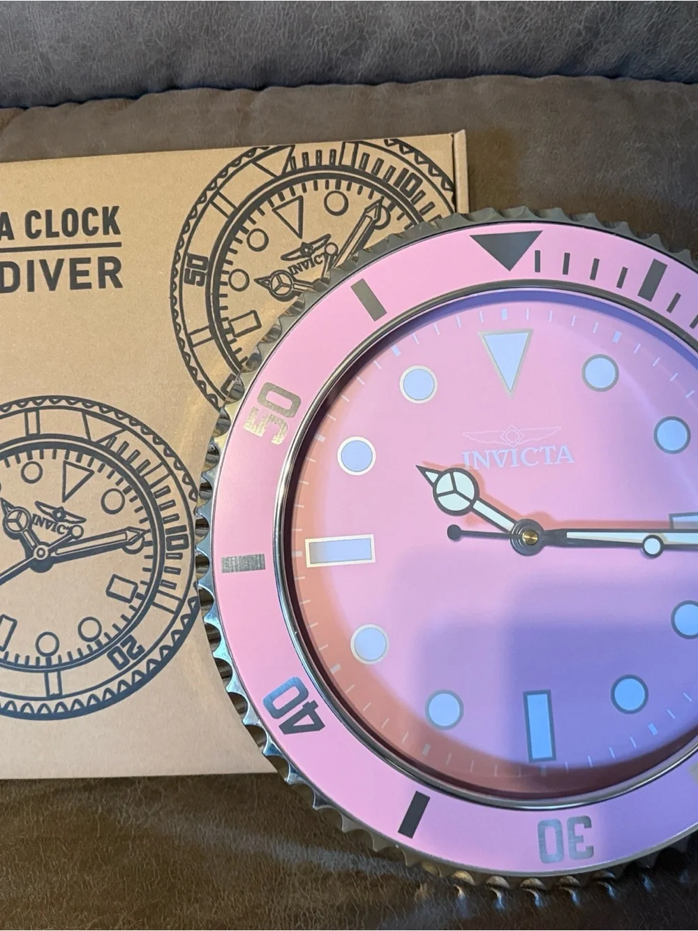 Invicta Pink Diver-Style Wall Clock with Bold Markers (plastic/battery operated)